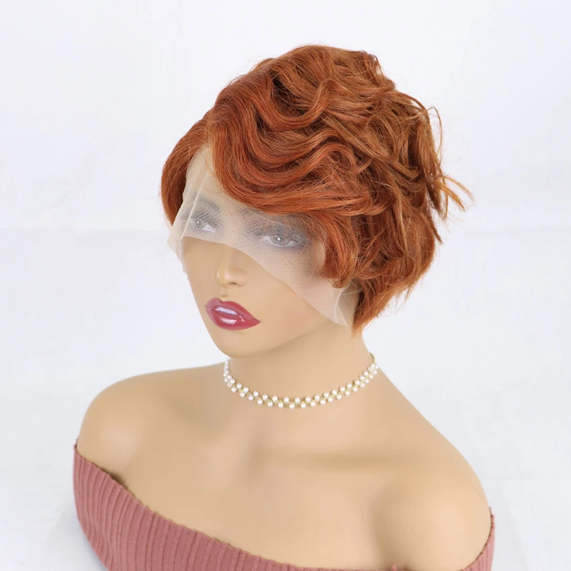 Human Hair Wigs Short Bob Wig T Part Transparent Lace Wig For Women Preplucked Hairline Pixie Cut Wig