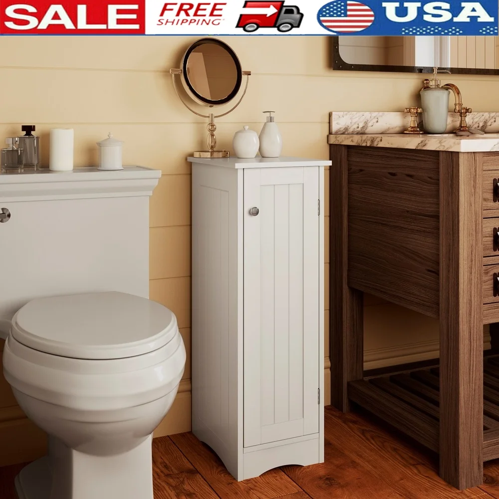 

Ashland 1-Door Slim Bathroom and Laundry Storage Cabinet with Shelves White