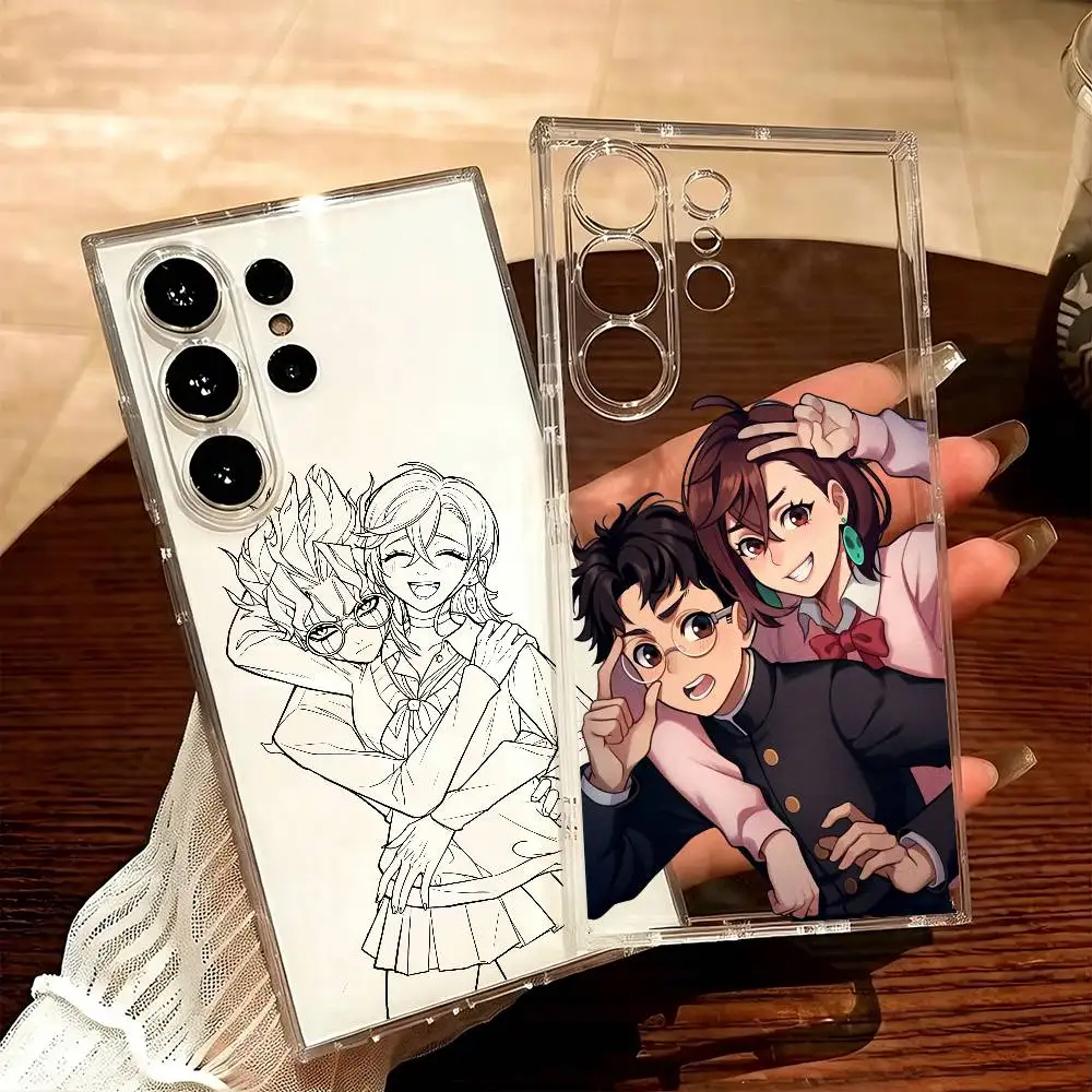 O-Okarun and Ayase Anime DDD Phone Case For Samsung S25,S24,S21,S22,S23,S20,Ultra,Plus,lite,fe,5G Transparent Cover