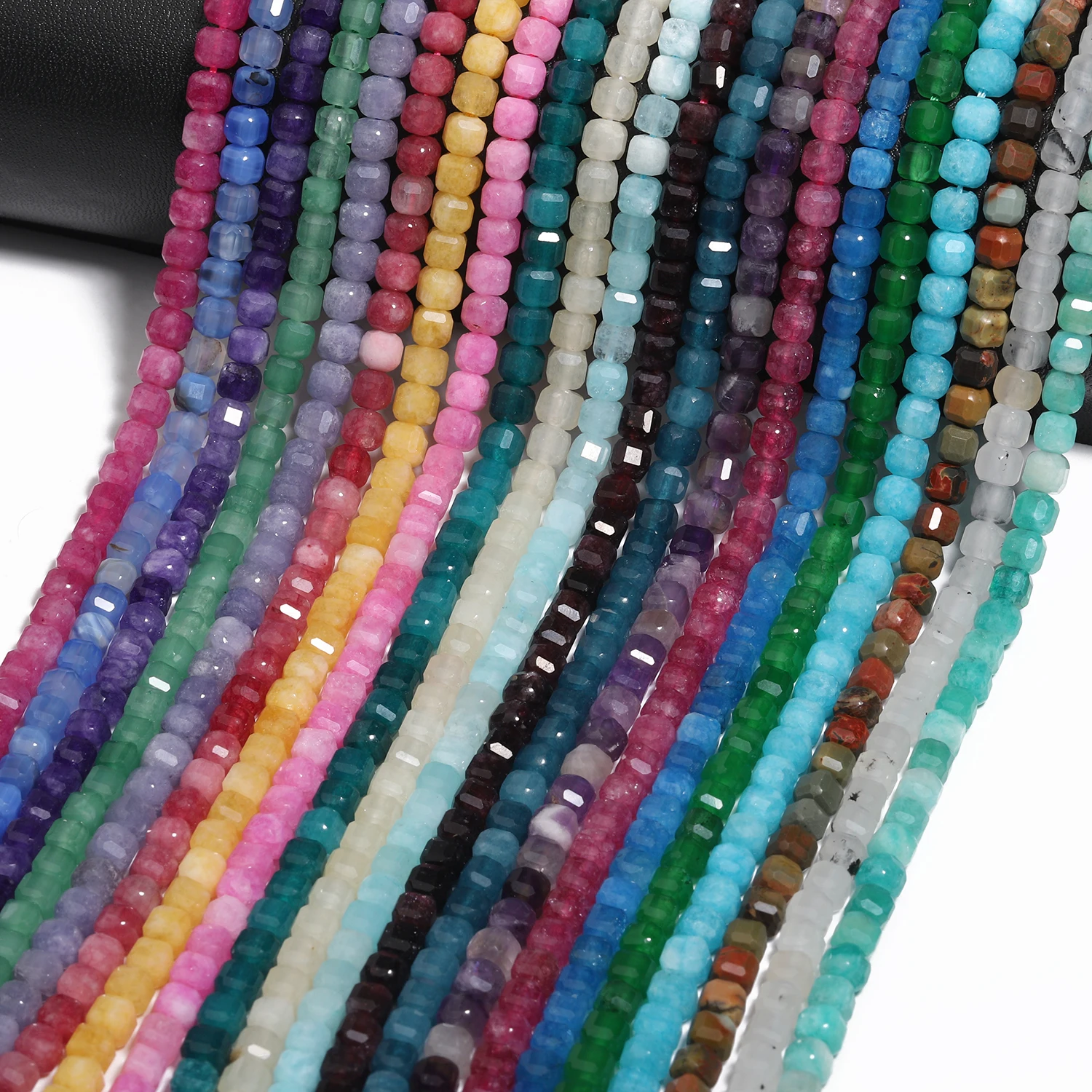 5/7mm Natural Faceted Cube Beads Chalcedony Agate Lapis Lazuli Loose Spacer Beads for Jewelry Making DIY Beadings Accessories