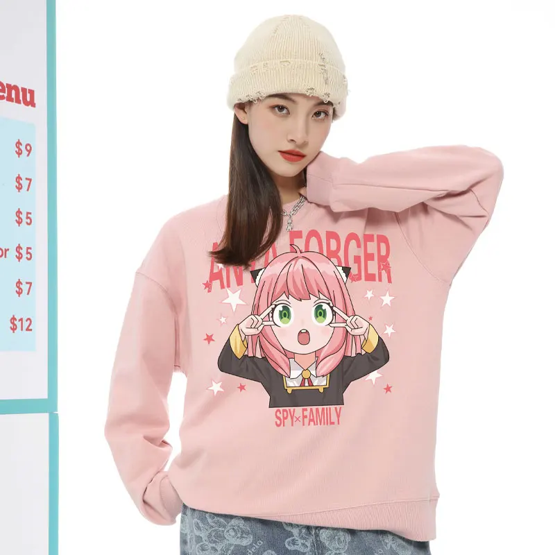 Spion Over Elke Animatie Gezamenlijke Hoodie Mannen Ronde Hals Trend Twee Yuan Aniya Perifere Jas Cartoon Kleding