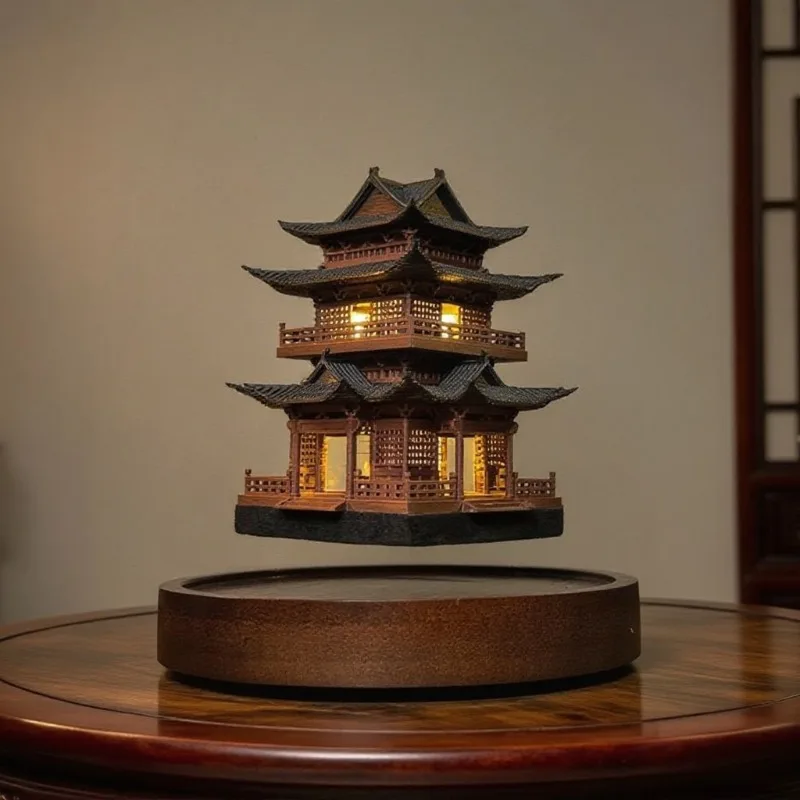 Designs Home Decor A Perfect Gift Magnetic Levitation Desktop Ornaments Lotus Flowers, Planets, and Ancient-style Pavilion