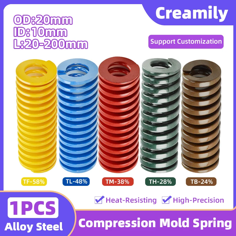 Creamily 1PCS Loading Die Mold Spring Spiral Stamping Compression Spring Steel Outer Diameter20mm Inner Diameter10mm L=20-200mm