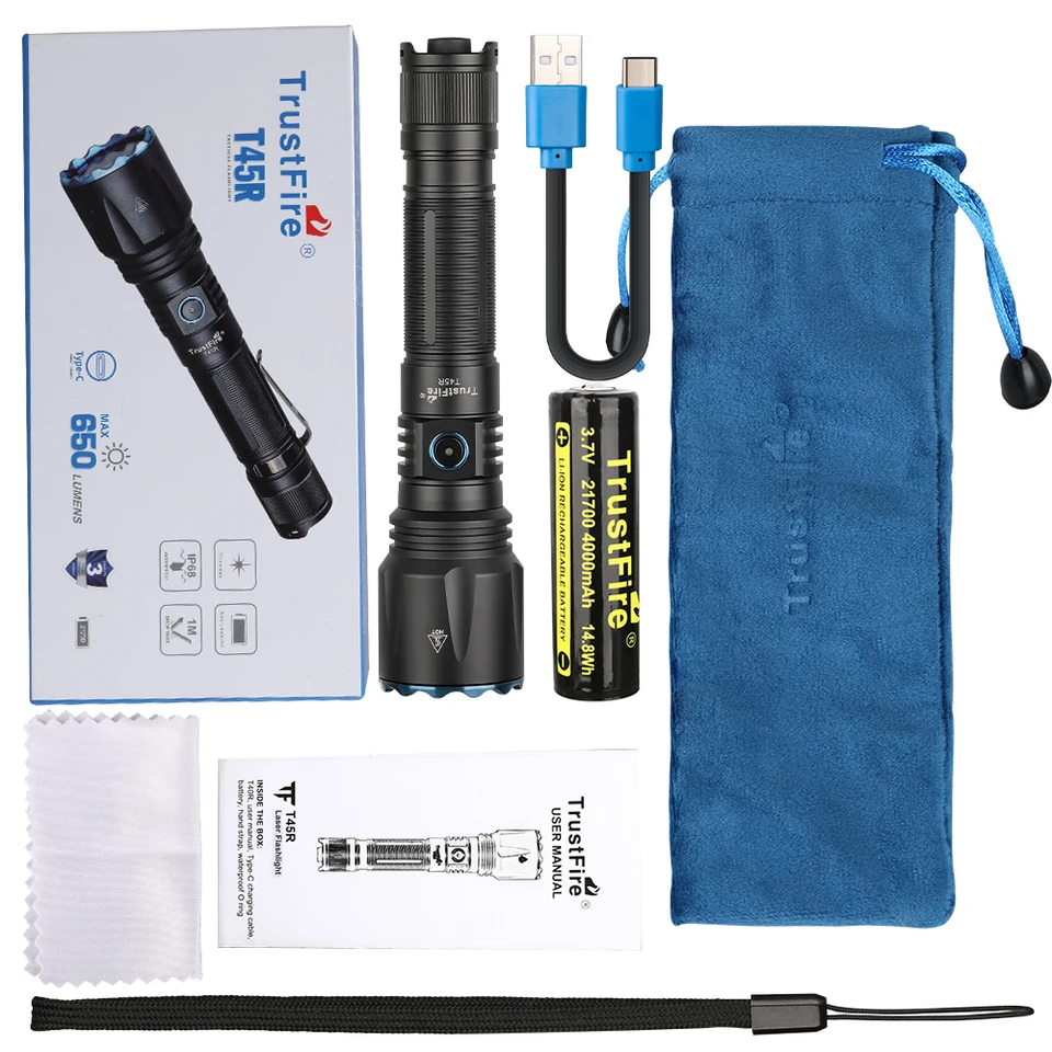 Trustfire T45R Powerful LEP Tactical Flashlight Hunting 21700