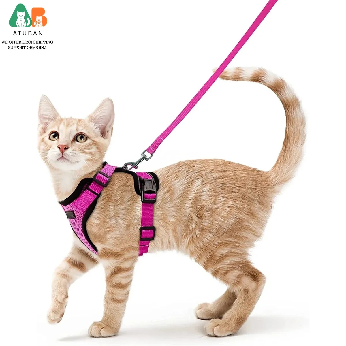 

ATUBAN Cat Harness and Leash Set Stylish Escape Proof Cat Vest Harness Adjustable Breathable Pet Harness with Reflective Trim