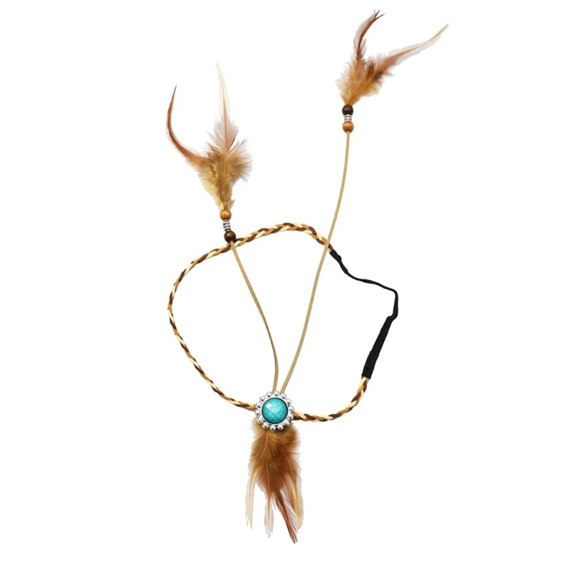 Native American Headdress Indian Headpiece Hippie Jewelry Boho Feathers Headbands Boho Headpiece Feathers Headpiece