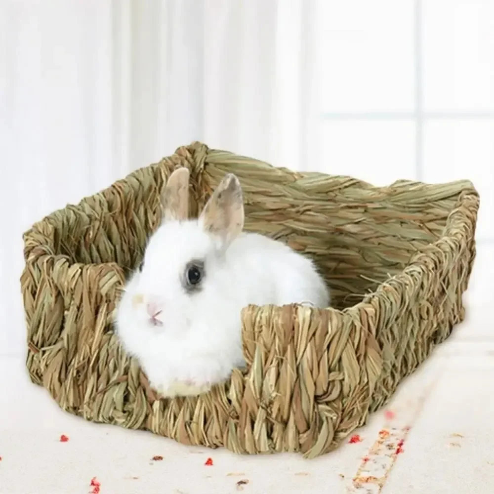 HOT SALES!!! Woven Grass Small Pet Rabbit Hamster Guinea Pig Cage Nest House Chew Toy Bed Small Animal Cage  Cages Rabbit Cage