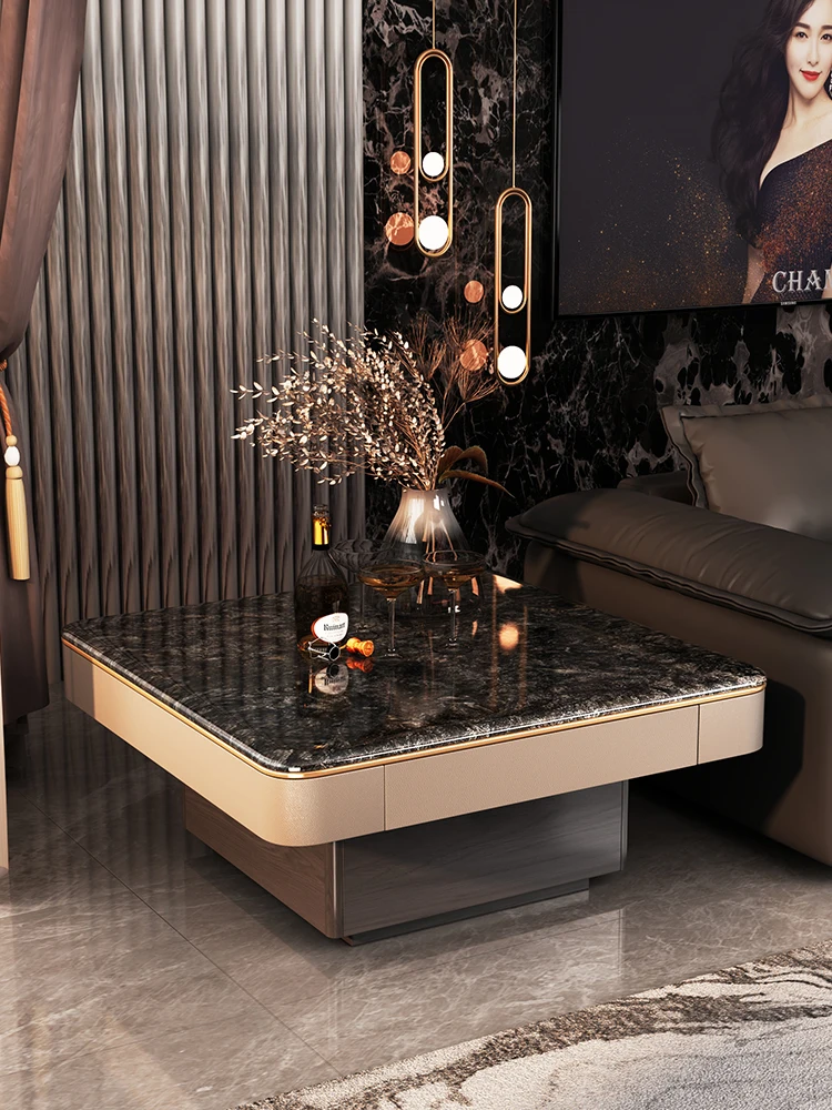 

Luxury stone edge few platinum diamond corner few marble villa balcony small coffee table light luxury high-end living room sofa