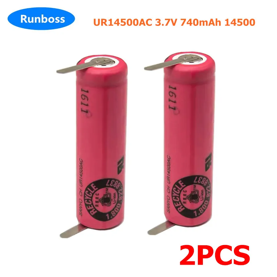 2PCS 3.7V 14500 740mAh UR14500AC Replacement Battery With Welding Tabs for Philips Braun Oral B Electric Toothbrush Shaver Razor