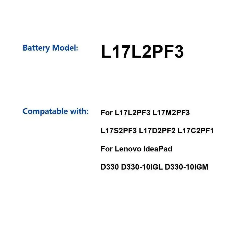 

Laptop Battery 4950Mah For Lenovo Ideapad D330 D330-10IGL D330-10IGM L17L2PF3 L17M2PF3 L17S2PF3 L17D2PF2 L17C2PF1