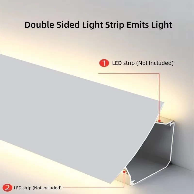 1M 85mm Double Side Emitting Ceiling Corner Led Aluminum Profile Channel Wall Washer Gypsum Line Light Home Decor Ambient Lamp