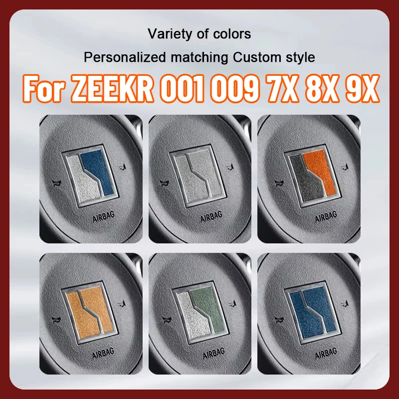 For ZEEKR 001 009 7X 8X 9X 2024-2026 Super Suede Steering Wheel Horn Decor Decal Sticker Car Interior Accessories