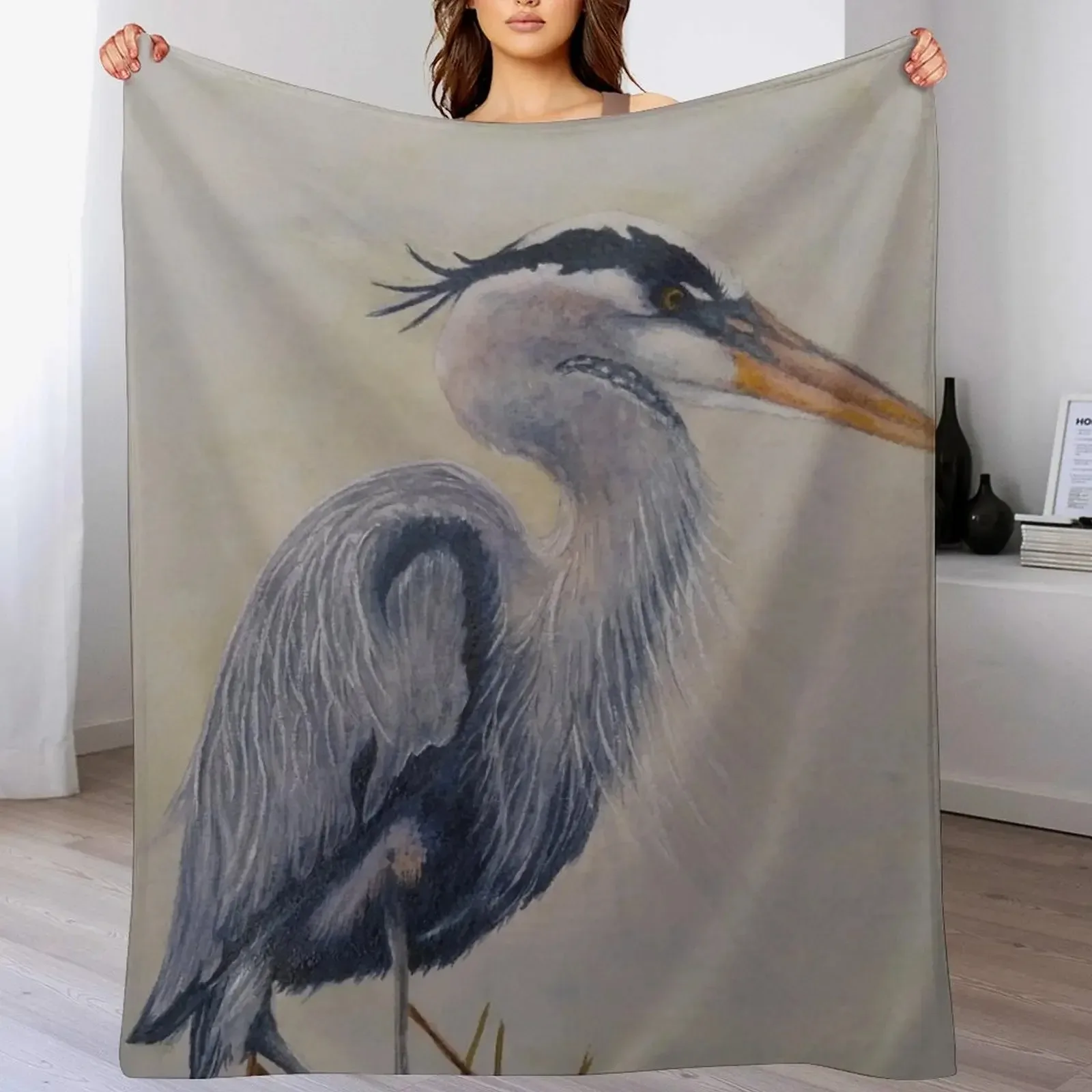 

Плед Great Blue Heron в винтажном стиле, декоративный, для диванов, забавный подарок, пледы для диванов