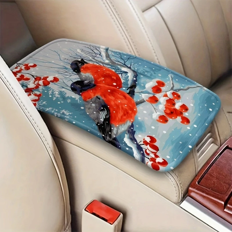 1pc Red Mockingbird Car Armrest Box Mat Soft and Comfortable General Motors Parts for Men and Women Automotive Interior Supplies