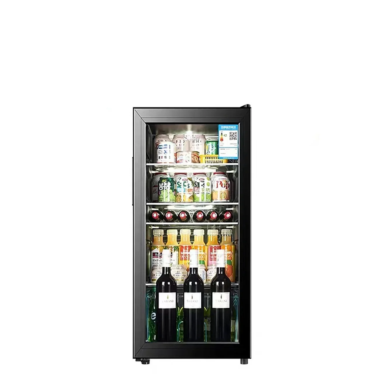 

165LRefrigerated Wine Cabinet Freestanding Wine Cooler Refrigerator Glass Door Fridges Transparent Door Fridge Beer Cooler