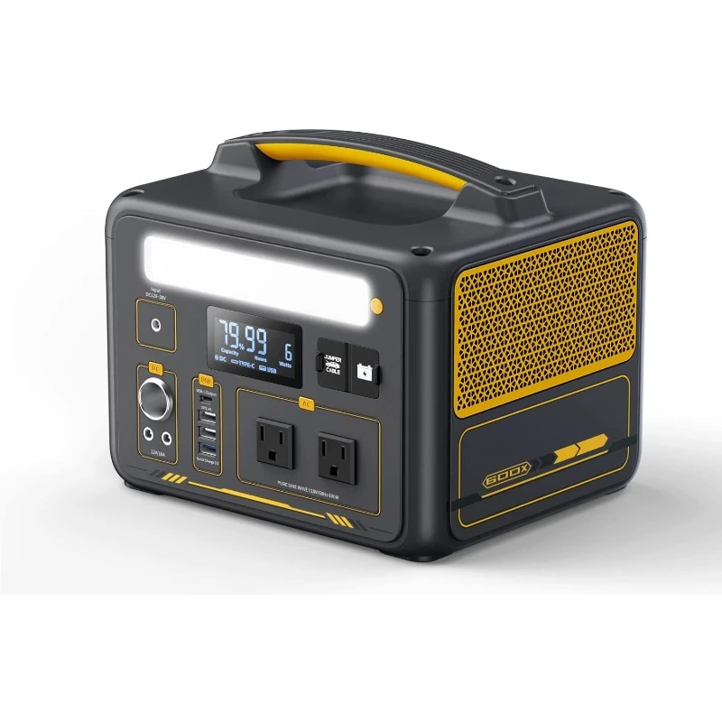 600W Portable Power Station, LFP Battery Powered Generator with 2x 600W AC Outlets (Surge 1200W) 4x USB ports 3x DC Output