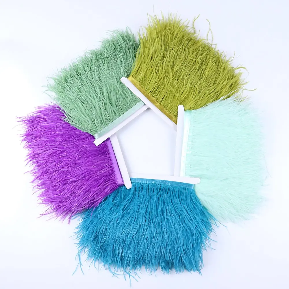 Frange de plumes d'autruche pour couture de jupes DIY, 1/2M, 10-15cm, ruban de plumes d'autruche douces pour costumes de fête, robes de mariée, chapeaux et artisanat