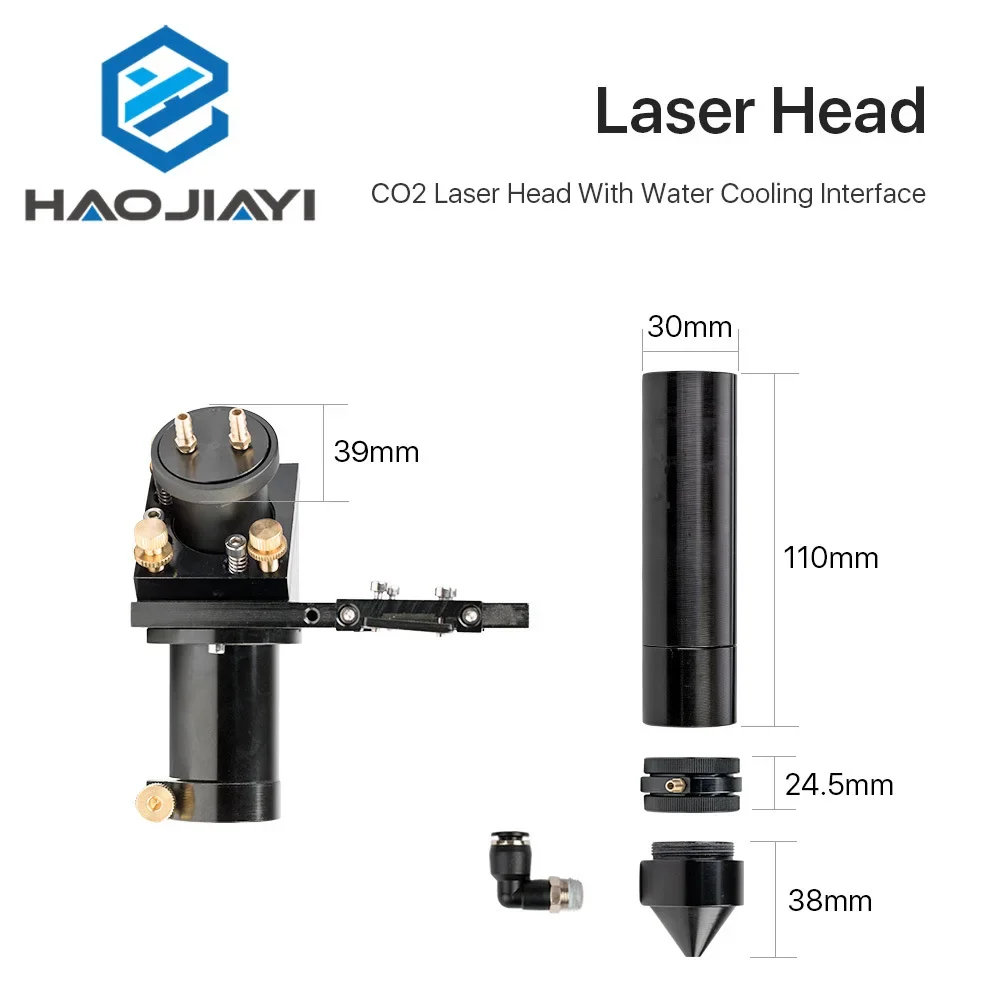 CO2 Laser Head Set with Water Cooling Interface Mirror Dia. 30 / Lens Dia. 25 FL 63.5&101.6 Integrative Mount Holder