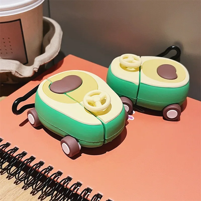 Funda de coche con aguacate para AirPods 4, Airpod 1, 2, 3 Pro, Pro 2, auriculares Bluetooth, caja de carga, funda protectora para auriculares