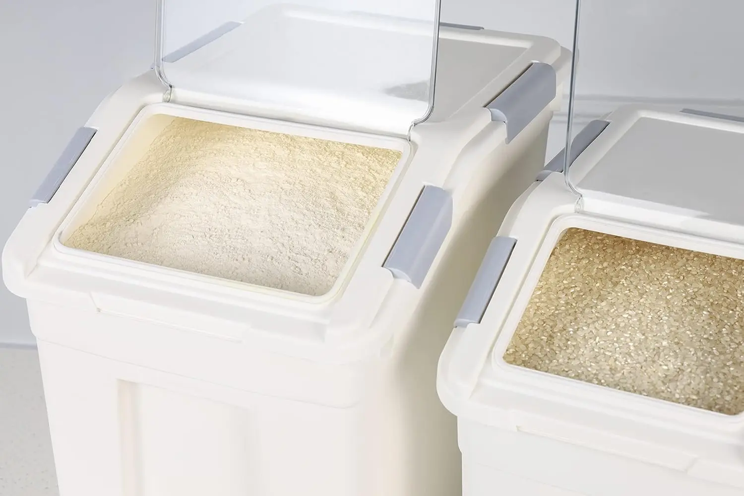 Pack-4 Ingredient Storage Bins (25 L Pack-2) (15 L Pack-2) with Wheels Seal Locking Lid PP