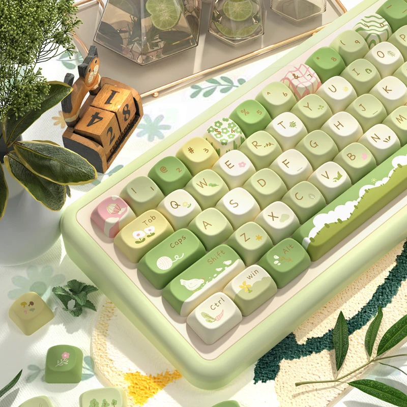 

145 Keys/Set Mountain Stream Keycaps Girl Cute Kawaii PBT Keycaps MCA Height for MX Switch DIY Mechanical Keyboards Gift