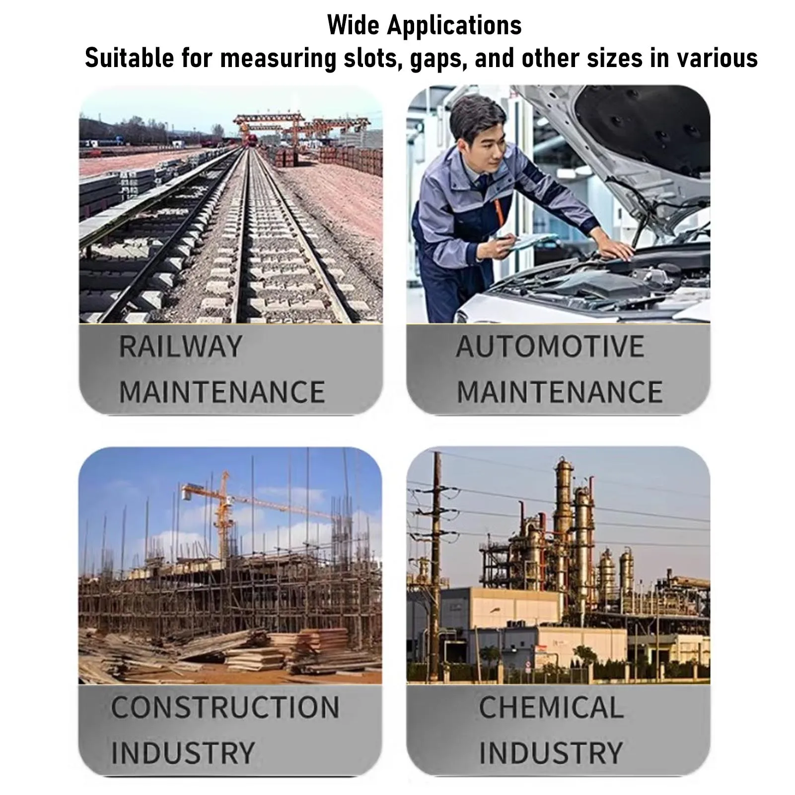 Medidor cônico de aço inoxidável, 0.2-4mm, faixa de 0.2-4mm, precisão de 0.05mm, medidor cônico multifuncional para trilhos de construção