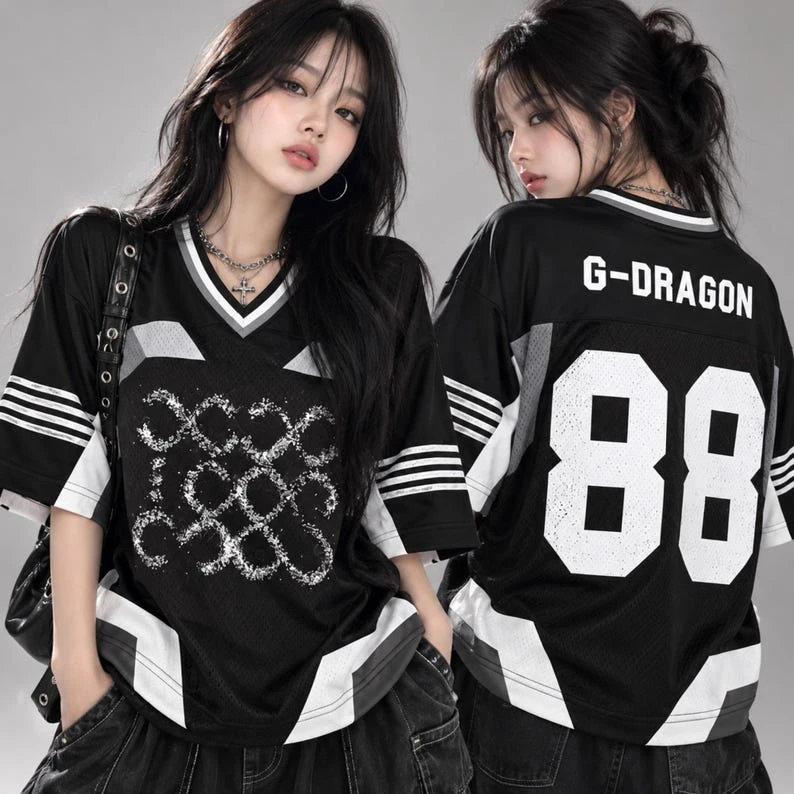 BIGBANG 20Th Anniversary Concert XX COSMOS Mesh Short Sleeve Shirt Urban Hip Hop Kpop Oversized Unisex Summer Top T-shirt Tee