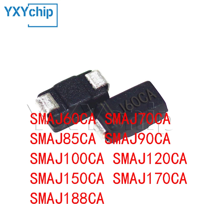 50pcs SMA_DO-214AC SMAJ60CA SMAJ70CA SMAJ85CA SMAJ90CA SMAJ100CA SMAJ120CA SMAJ150CA SMAJ170CA SMAJ188CA 400W Smd Tvs Diode