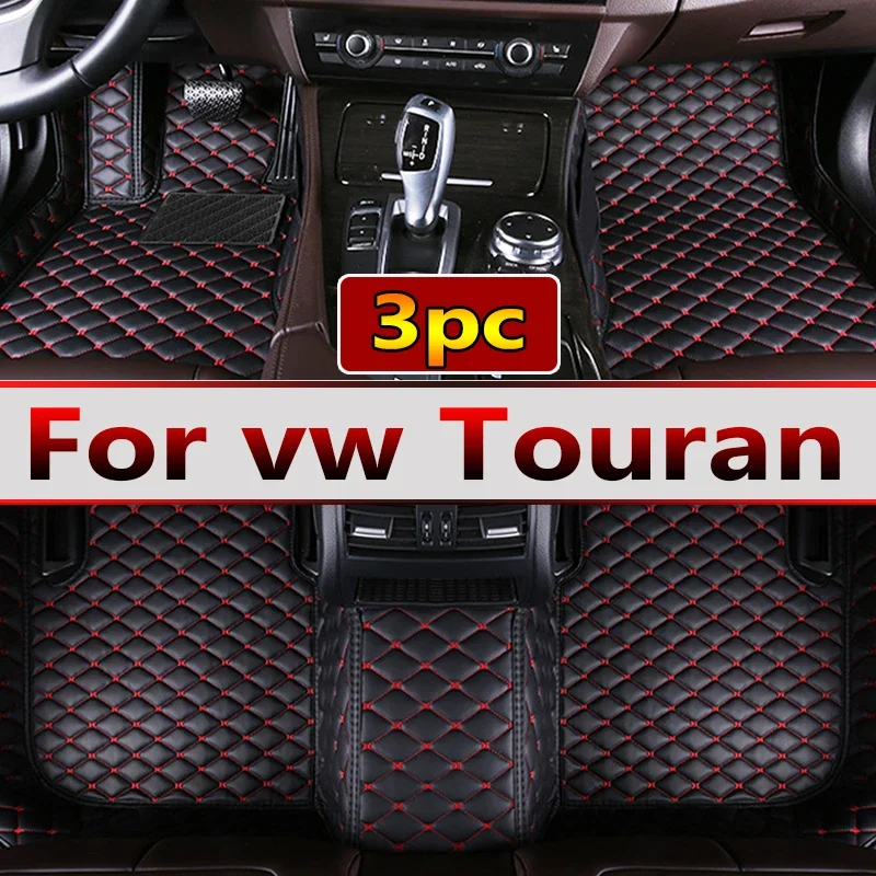 Leather Car Floor mats for vw Touran 2015 2014 2013 2012 2011 2009 2008 2007 2006 Carpets Rugs Pads Interior Parts Accessories