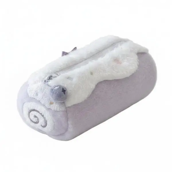 Plush Pink Pencil Case Soft Velvet Roll Up Pen Bag Large Capacity Pencil Pouch for School Office Cute Storage Box Organizer