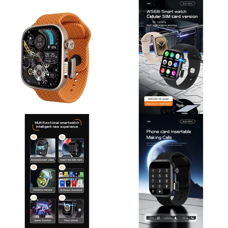 Hot GPS 4G/5G Smart Watch HD Amoled Display Works As Smart Phone Heart Rate Camera Android IOS