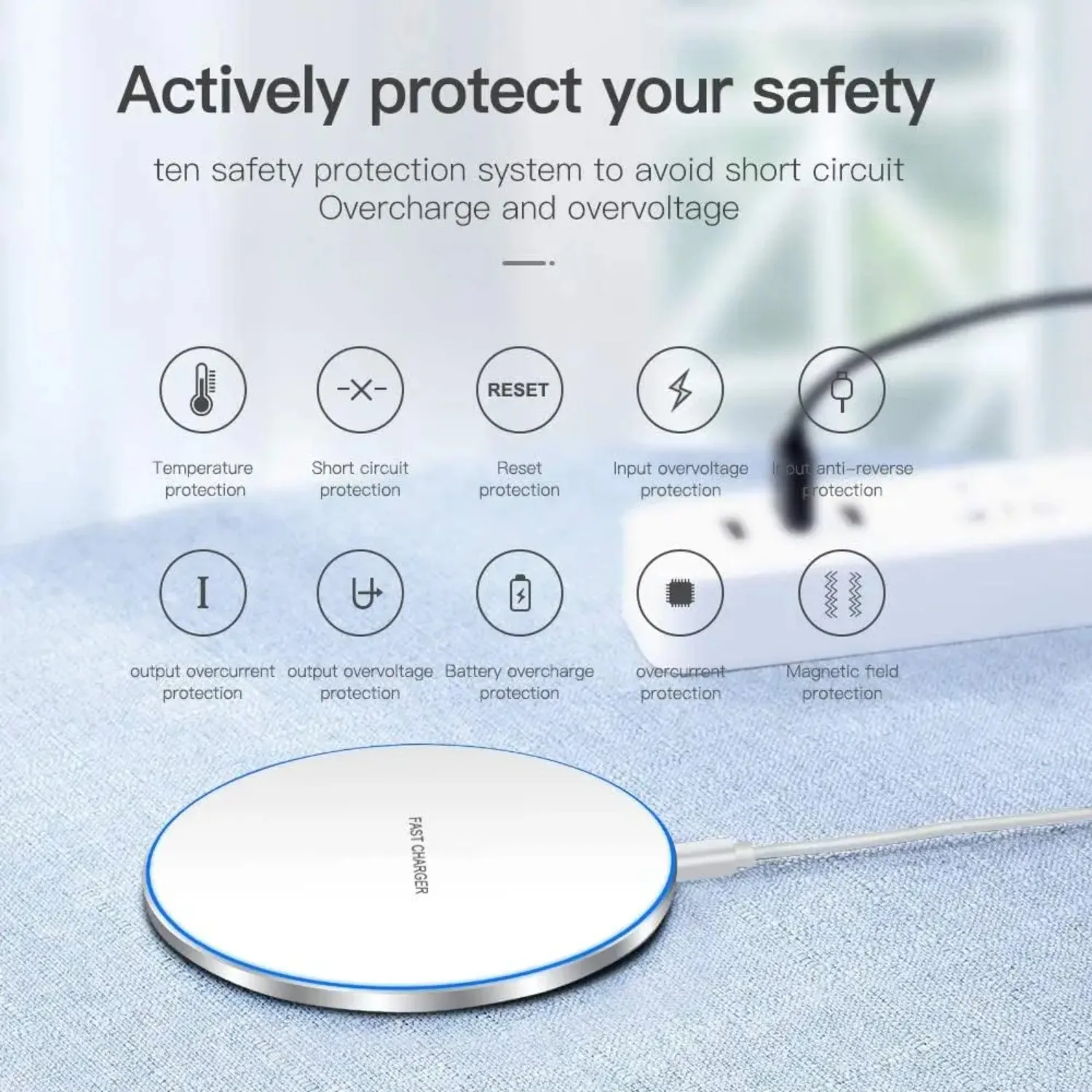 Almohadilla de carga inalámbrica, cargador inalámbrico rápido Compatible con iPhone 17 Pro 16 15 14 13 12 SE XS Max XR AirPods para Samsung Galaxy