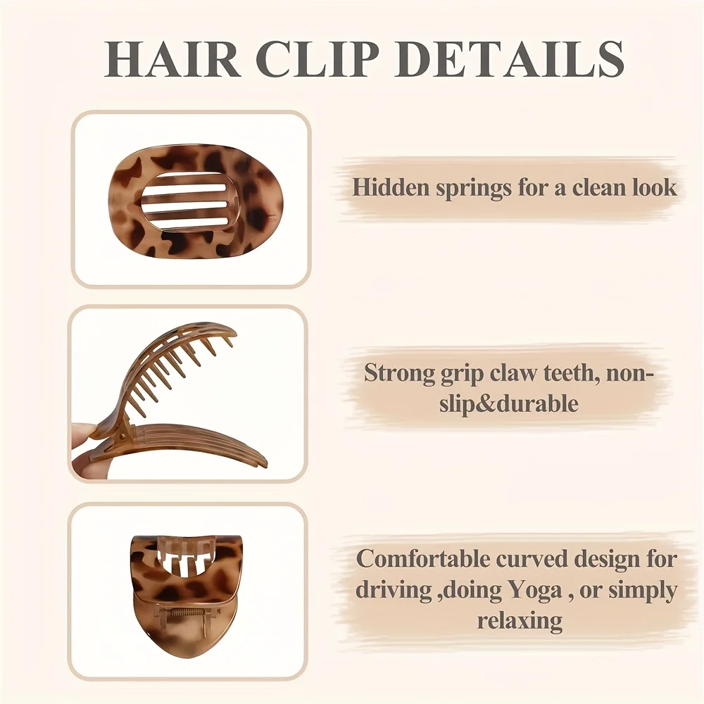 4 Stück/Set Matte Ovale Flache Haarspangen, Minimalistische Matte Gebogene Haarklammern für Frauen und Mädchen mit dickem Haar – Detail 3