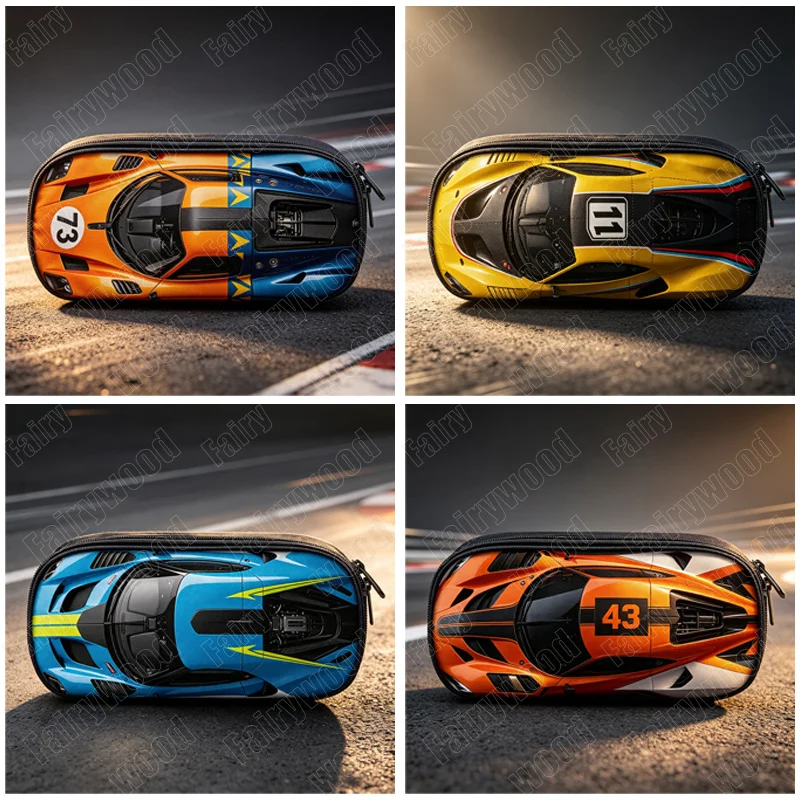 Cool Racing Car Model Graphic Pattern Pencil Case Race Car Cosmetic Case Makeup Bag Pencil Box Brush Holder School Supplies