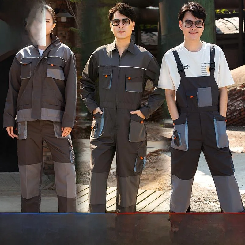 Spring Autumn Canvas Work orm Set Men Women Wear Resistant Overalls Multi ket Car Repair Overalls Se Clothing