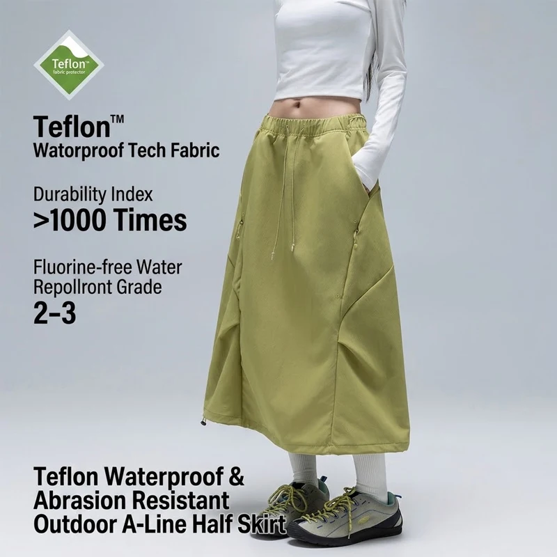 Waterproof & Abrasion-Resistant A-Line Skirt – Fluorine-Free, Windproof & Breathable with Adjustable Hem for Outdoor Adventures