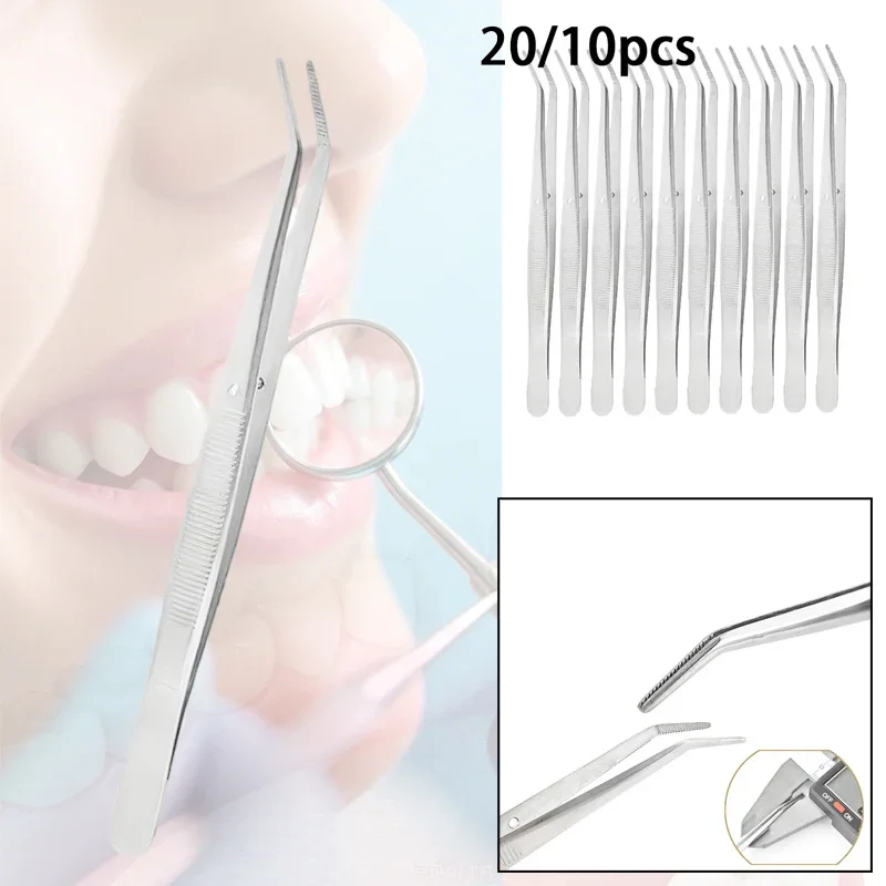20PCS Dental Cotton Roll Tweezers Filling Clip Stainless Steel Nail Art Nippers Pincers Forceps Medical Tool Set