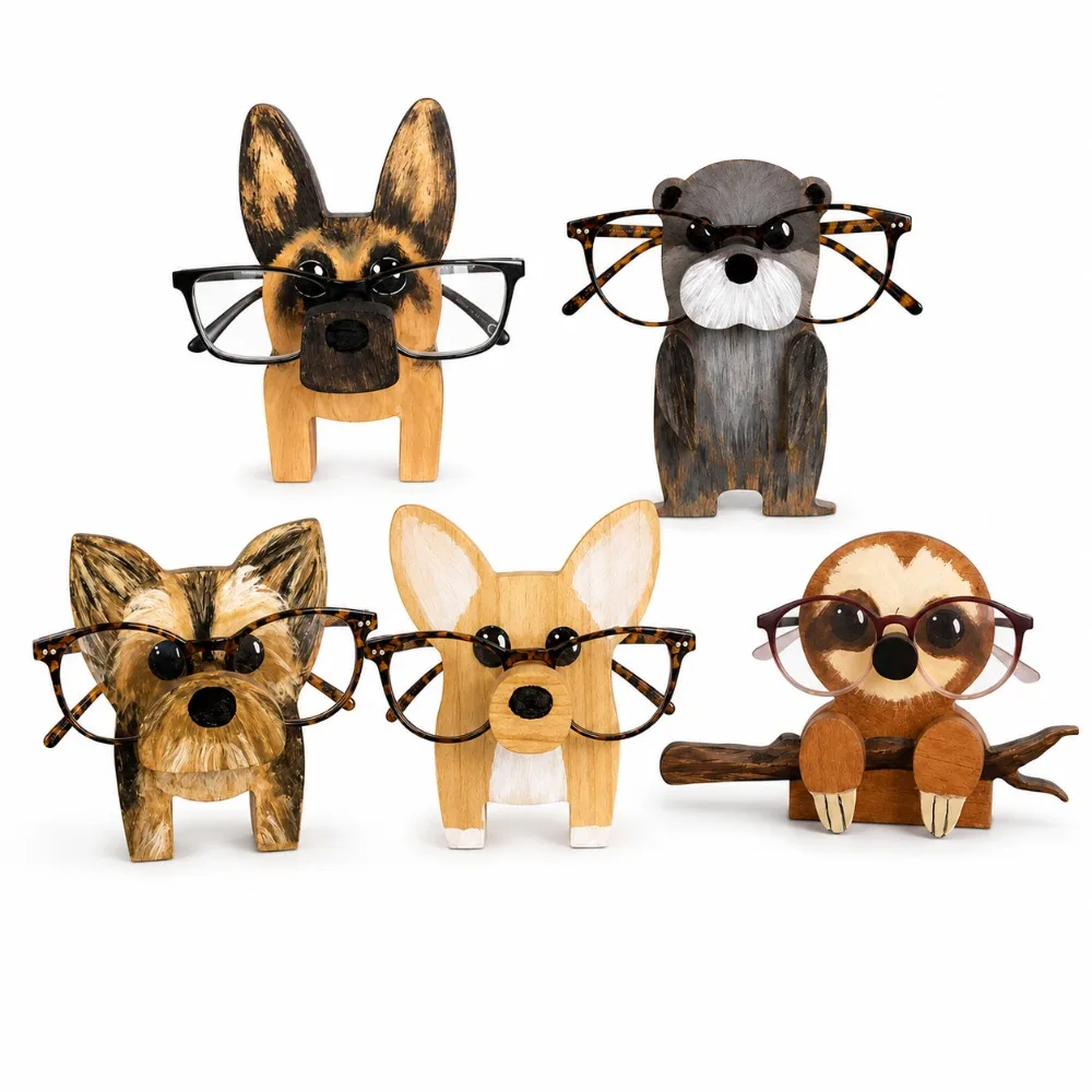 Cute Wooden Animal Sunglass Display Rack Shelf Animal Eyeglasses Show Stand Animal Glasses Rack Jewelry Storage Holders & Racks