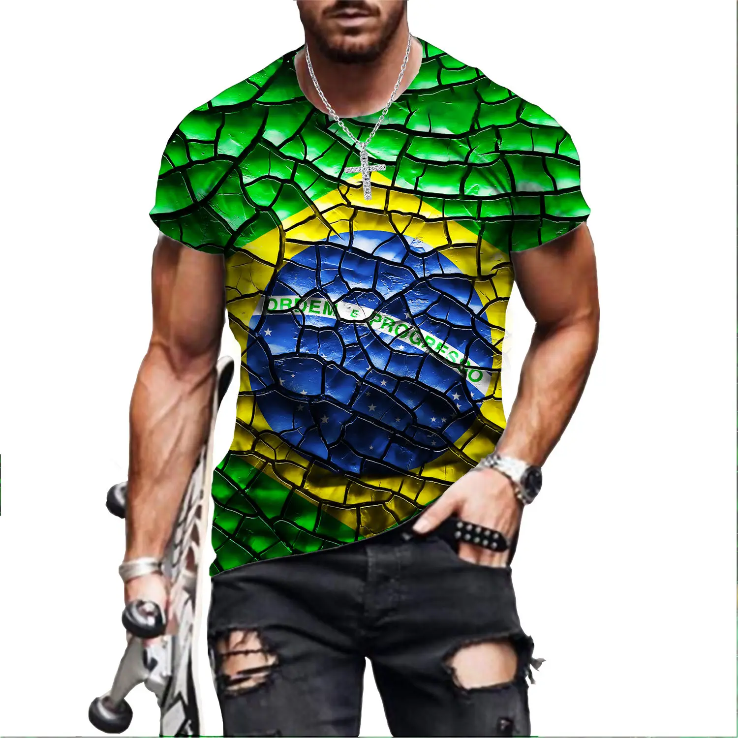 Brazil Flag Hip Hop T Shirt Men Women 3D Printed Oversized T-shirt Harajuku Style Summer Short Sleeve Tee Tops