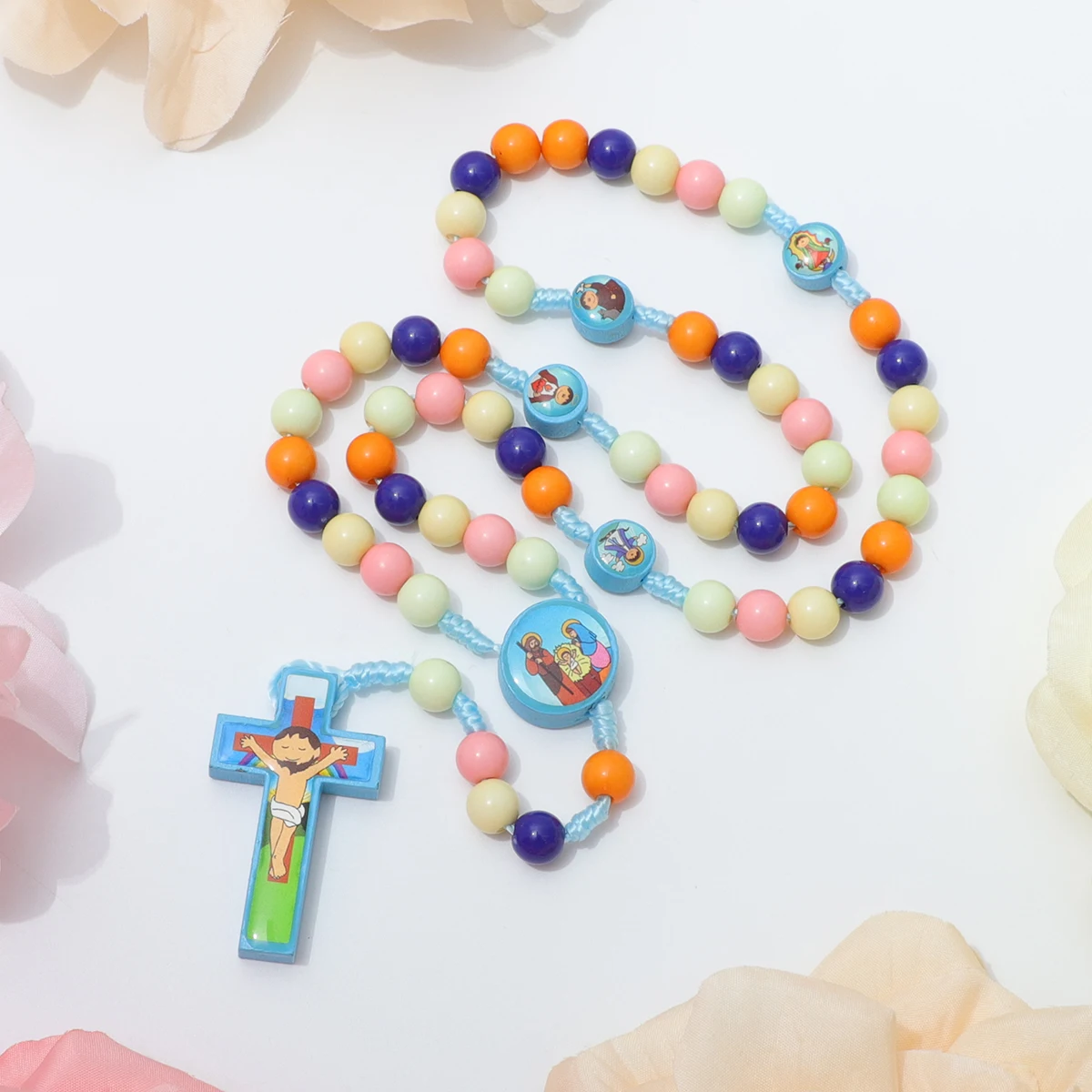 Rosary for Kids Hand Woven Children Necklace Christian Catholic Jesus Christ Man Necklace Favourite