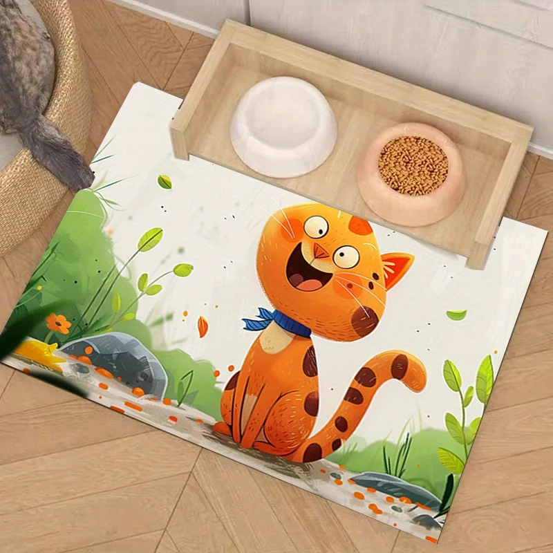 

1 шт. Подставка-салфетка для миски с мультяшным котом, для кошек и собак, принадлежности для кормления животных