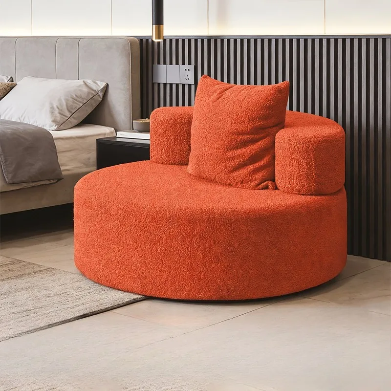 Circular Compression Sofa for Lying Down and Resting, No Installation Required for Living Room Single Person Lamb Wool Sofa