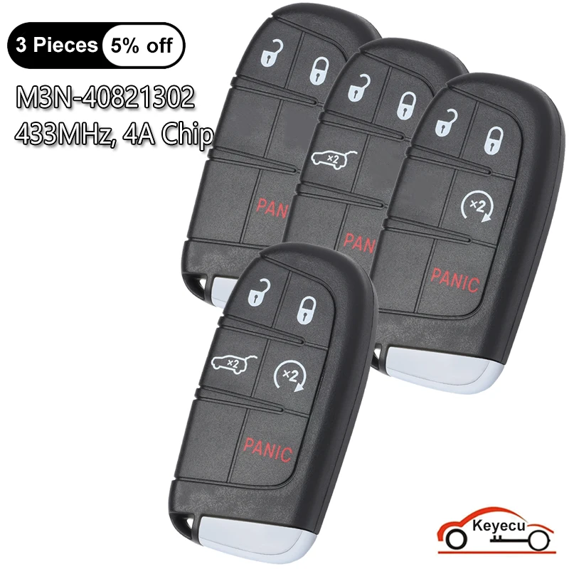 KEYECU 3 4 5 Buttons 433MHz 4A for Jeep Renegade Compass 2015 2016 2017 2018 2019 2020 2021 Smart Remote Key Fob M3N-40821302