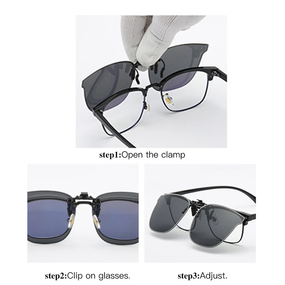 VIVIBEE Große, hochklappbare Sonnenbrille zum Aufstecken, polarisiert, für Herren, klassisch, UV400, photochrome Linse, Sonnenbrille für Damen – Detail 3