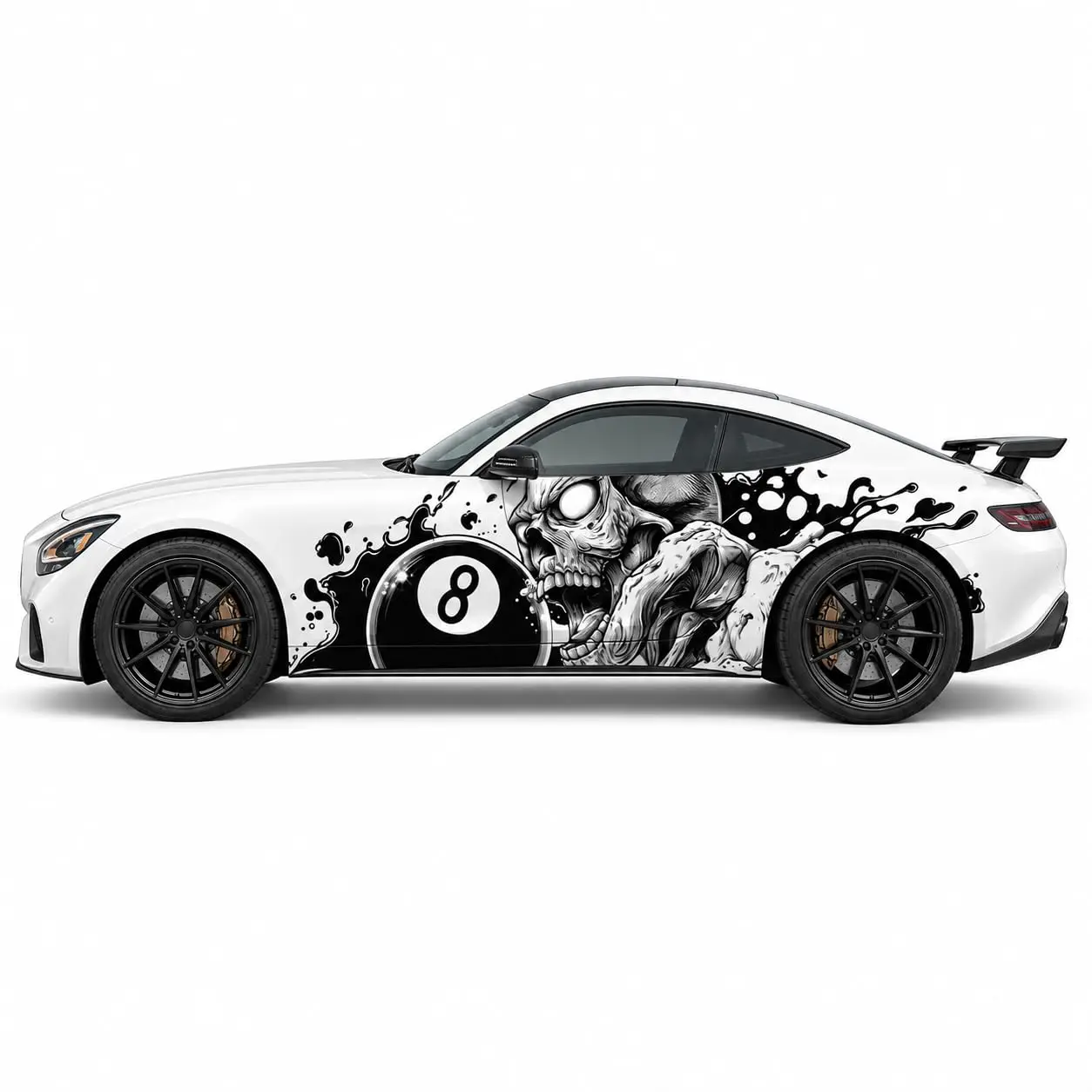 Skull 8 Ball Car Side Graphic Vinyl Wrap Decal Sticker