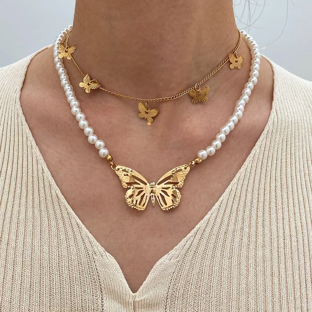 Delysia King  Double Hollow Butterfly Pendant Necklace