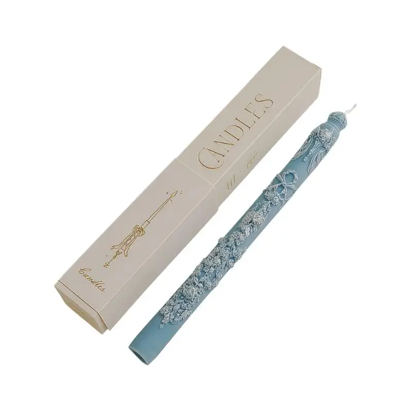 E8BD Floral Taper Tall Taper Embossed Scented for Candlesticks Valentine Wedding Home Decors