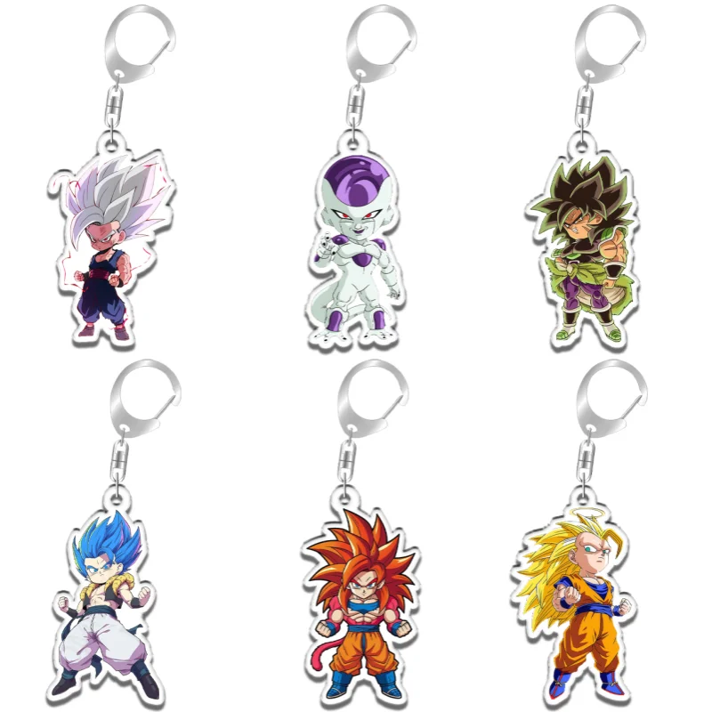 Keychain for DRAGON BALL Son Goku Frieza Broly Gogeta Anime Game Fans Gift Recycled Acrylic Backpack Pendant Decoration Rare Toy