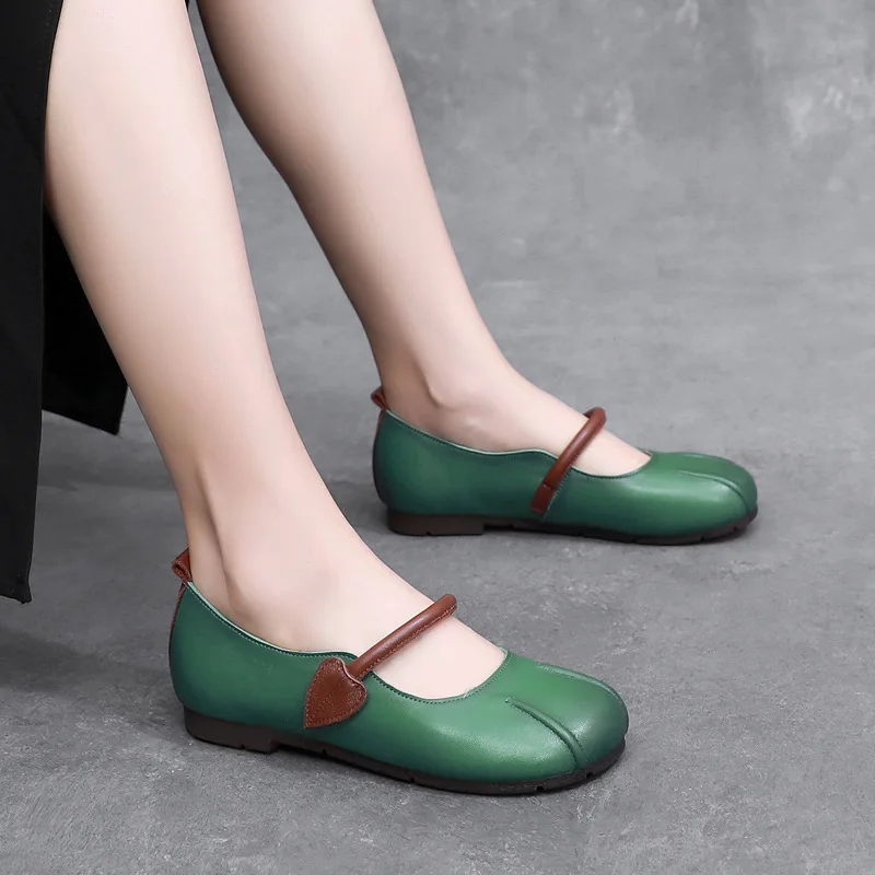 High Quality Soft Cowhide Women Leather Shoes r Beautiful Shoes Comfortable Flats Shallow Mouth