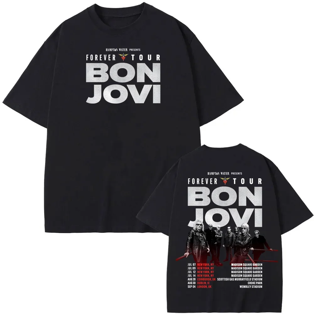 Bon Jovi Grunge Band Forever TOUR 2026 T-shirt Men Women Summer Cotton Y2K Clothes Commemorative Short Sleeved Top Streetwear